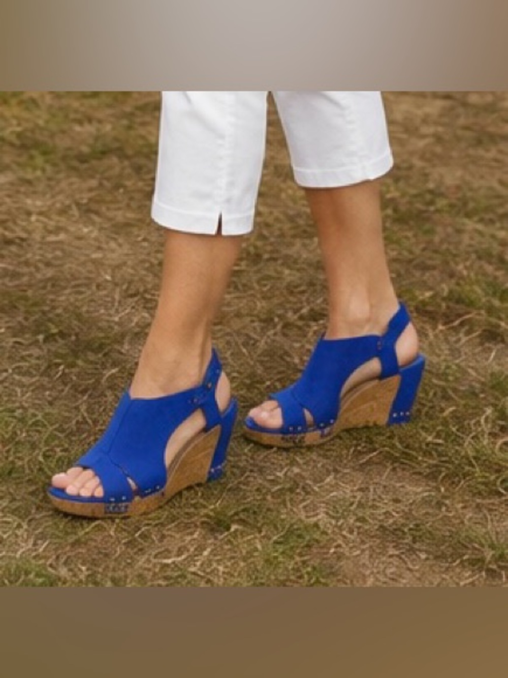 BNWOB Royal Blue Corkys Suede Wedge Sandals